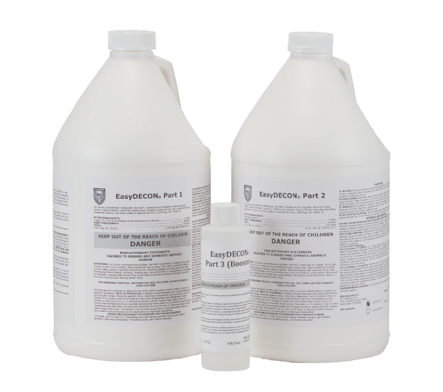 Three bottles of EasyDECON disinfectant